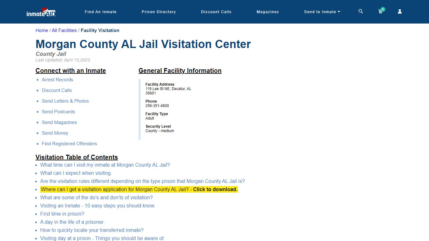 Morgan County AL Jail | Visitation, dress code & visiting hours - InmateAid